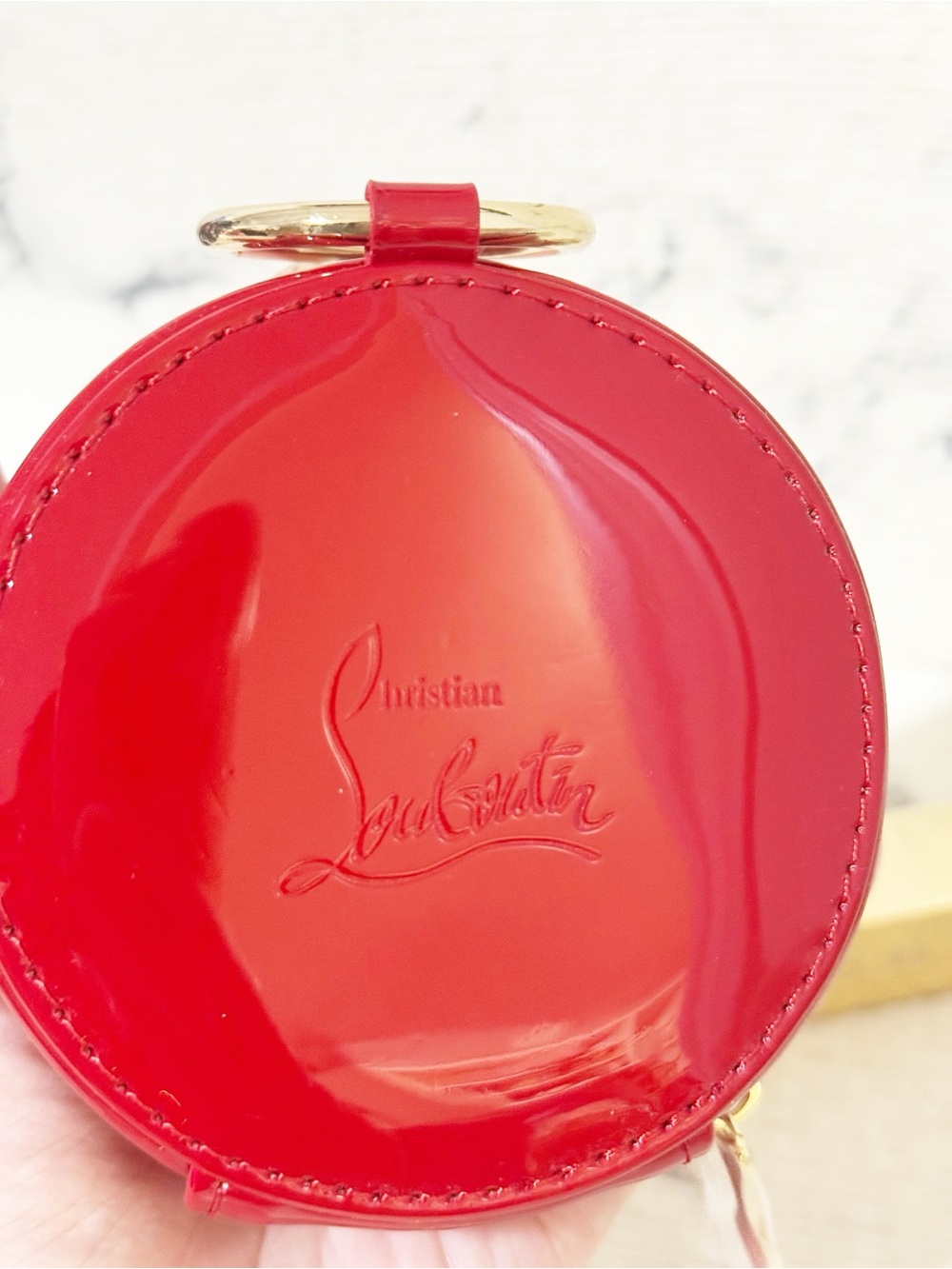 Christian Louboutin Red Patent Round Keyring Charm - Picture 2 of 7